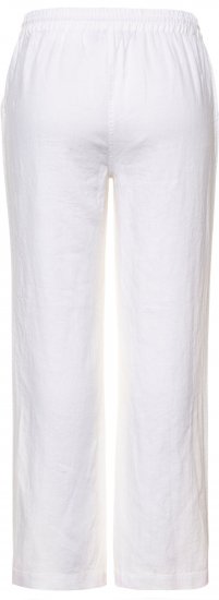 Ulla Popken Drawstring Elastic Waist Mary Fit Linen Pants Snow White - Džinsai & Kelnės Didelėse Dydžiuose – Plus Size - 
