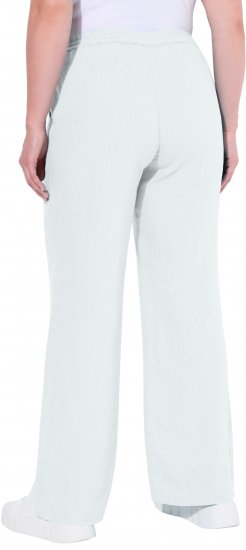 Ulla Popken Drawstring Elastic Waist Mary Fit Linen Pants Snow White - Džinsai & Kelnės Didelėse Dydžiuose – Plus Size - 
