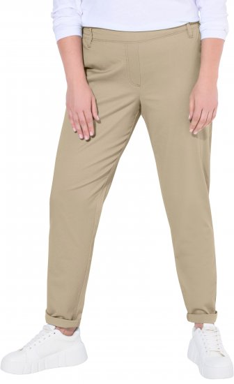 Ulla Popken Chino Elastic Waist Stretch Cotton Pants Brown - Džinsai & Kelnės Didelėse Dydžiuose – Plus Size - 