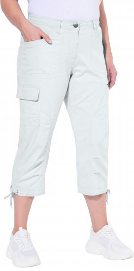 Ulla Popken Stretch Cotton Cargo Crop Pants Snow White - Džinsai & Kelnės Didelėse Dydžiuose – Plus Size - 