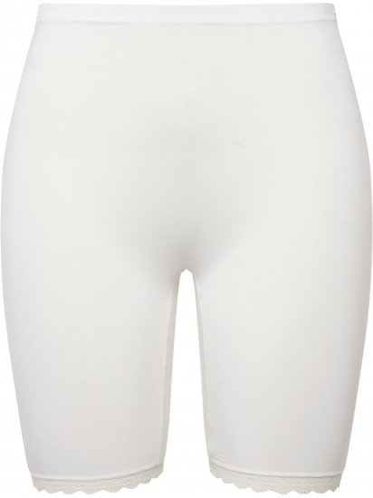 Ulla Popken Lace Hem Stretch Viscose Knit Bicycle Length Lounge Shorts White - Džinsai & Kelnės Didelėse Dydžiuose – Plus Size - 