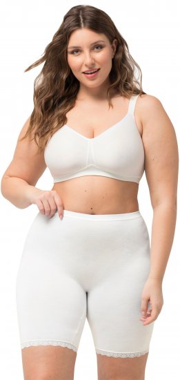 Ulla Popken Lace Hem Stretch Viscose Knit Bicycle Length Lounge Shorts White - Džinsai & Kelnės Didelėse Dydžiuose – Plus Size - 
