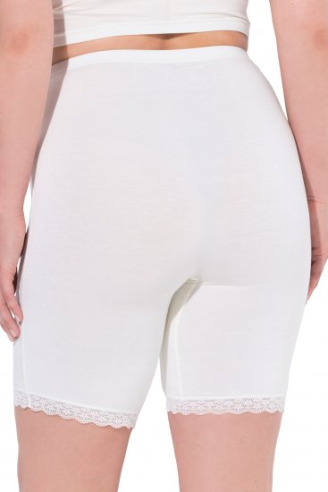 Ulla Popken Lace Hem Stretch Viscose Knit Bicycle Length Lounge Shorts White - Džinsai & Kelnės Didelėse Dydžiuose – Plus Size - 