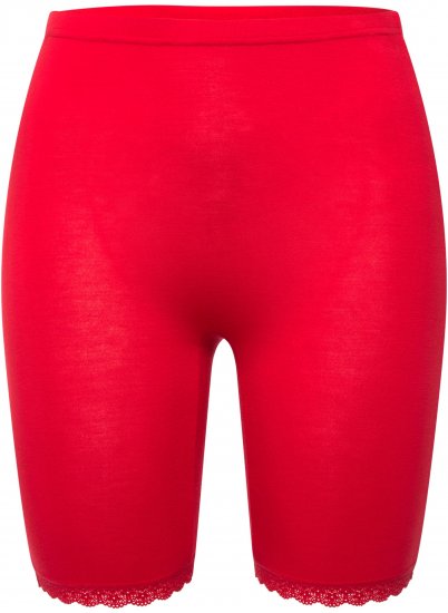 Ulla Popken Lace Hem Stretch Viscose Knit Bicycle Length Lounge Shorts Red - Džinsai & Kelnės Didelėse Dydžiuose – Plus Size - 