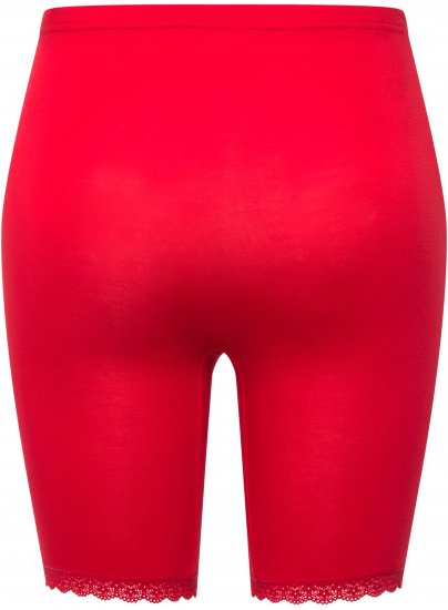 Ulla Popken Lace Hem Stretch Viscose Knit Bicycle Length Lounge Shorts Red - Džinsai & Kelnės Didelėse Dydžiuose – Plus Size - 