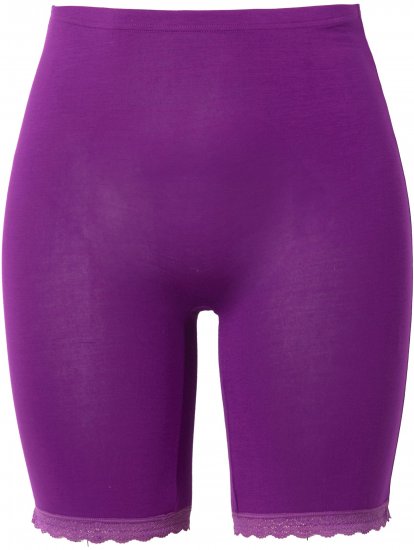 Ulla Popken Lace Hem Stretch Viscose Knit Bicycle Length Lounge Shorts Purple - Džinsai & Kelnės Didelėse Dydžiuose – Plus Size - 