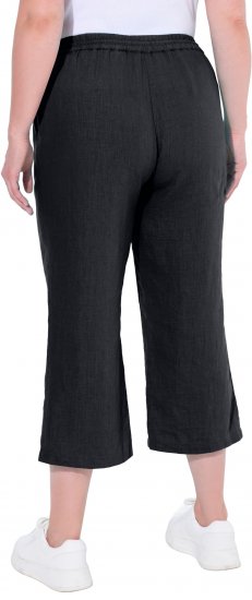 Ulla Popken Cool Linen Elastic Waist Capri Pants Black - Džinsai & Kelnės Didelėse Dydžiuose – Plus Size - 