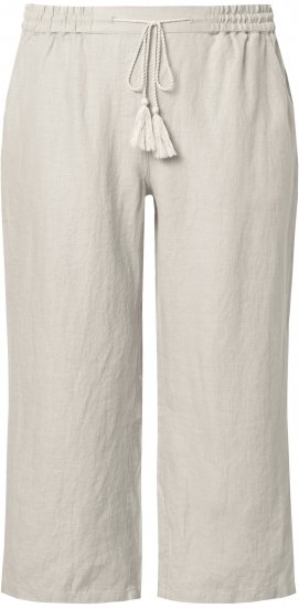 Ulla Popken Cool Linen Elastic Waist Capri Pants Brown - Džinsai & Kelnės Didelėse Dydžiuose – Plus Size - 