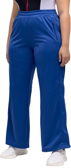 Ulla Popken Snap Placket Side Seam Wide Leg Recycled Polyester Knit Joggers Blue - Džinsai & Kelnės Didelėse Dydžiuose – Plus Size - 