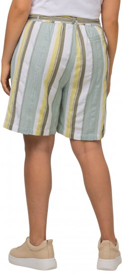 Ulla Popken Striped Wide Leg Elastic Waistband Shorts White - Džinsai & Kelnės Didelėse Dydžiuose – Plus Size - 
