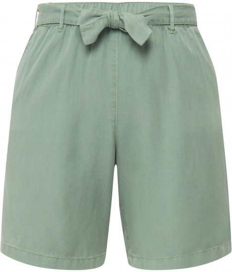 Ulla Popken Tie Belt Lyocell Shorts Moss Green - Džinsai & Kelnės Didelėse Dydžiuose – Plus Size - 