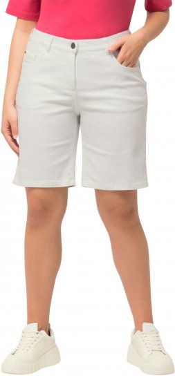 Ulla Popken Basic Denim Mandy Bermuda Shorts Snow White - Džinsai & Kelnės Didelėse Dydžiuose – Plus Size - 