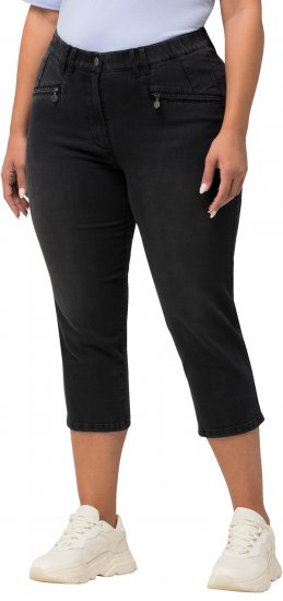 Ulla Popken Cropped Stretch Blend Mony Jeans Black - Džinsai & Kelnės Didelėse Dydžiuose – Plus Size - 