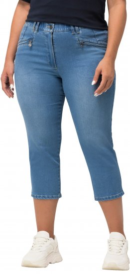 Ulla Popken Cropped Stretch Blend Mony Jeans Blue - Džinsai & Kelnės Didelėse Dydžiuose – Plus Size - 