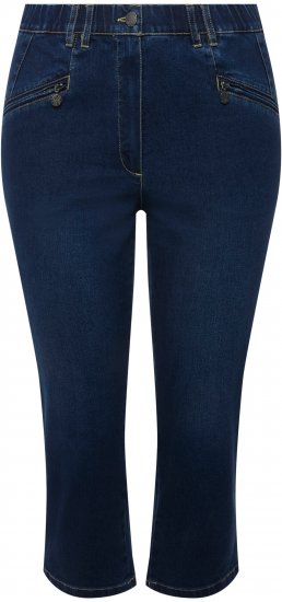 Ulla Popken Cropped Stretch Blend Mony Jeans Blue Denim - Džinsai & Kelnės Didelėse Dydžiuose – Plus Size - 