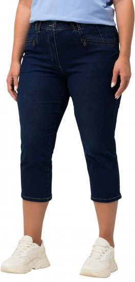 Ulla Popken Cropped Stretch Blend Mony Jeans Blue Denim - Džinsai & Kelnės Didelėse Dydžiuose – Plus Size - 
