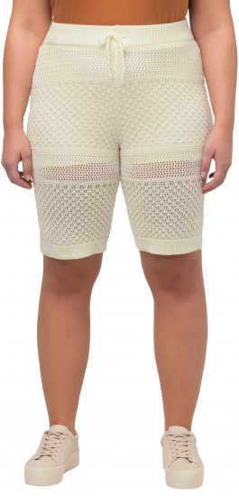 Ulla Popken Crochet Bermuda Layered Look Shorts White - Džinsai & Kelnės Didelėse Dydžiuose – Plus Size - 