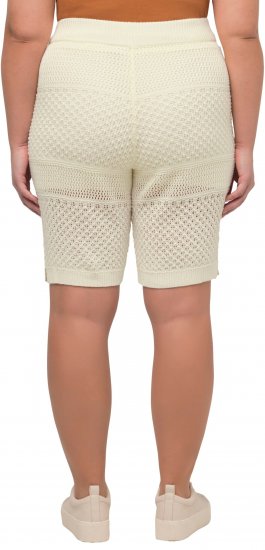 Ulla Popken Crochet Bermuda Layered Look Shorts White - Džinsai & Kelnės Didelėse Dydžiuose – Plus Size - 