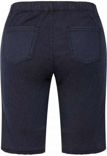 Ulla Popken Frayed Hemline Elastic Waistband Bermuda Shorts Navy - Džinsai & Kelnės Didelėse Dydžiuose – Plus Size - 