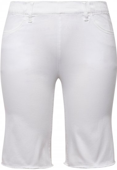 Ulla Popken Frayed Hemline Elastic Waistband Bermuda Shorts Snow White - Džinsai & Kelnės Didelėse Dydžiuose – Plus Size - 