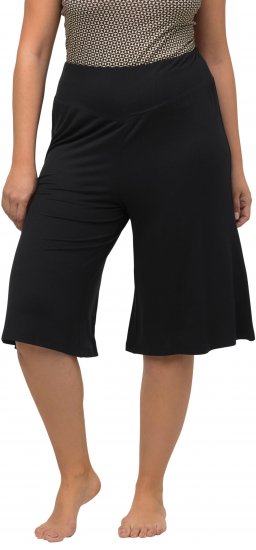 Ulla Popken Wide Leg Flared Bermuda Shorts Black - Džinsai & Kelnės Didelėse Dydžiuose – Plus Size - 