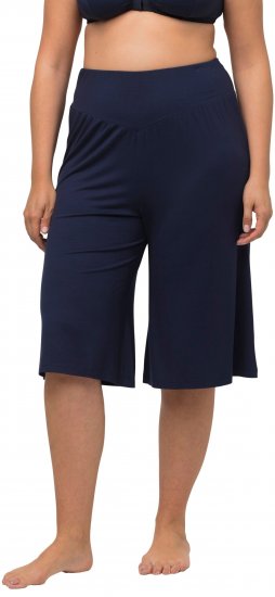 Ulla Popken Wide Leg Flared Bermuda Shorts Navy - Džinsai & Kelnės Didelėse Dydžiuose – Plus Size - 