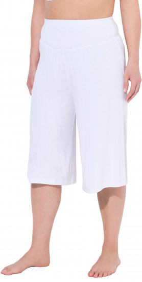 Ulla Popken Wide Leg Flared Bermuda Shorts White - Džinsai & Kelnės Didelėse Dydžiuose – Plus Size - 