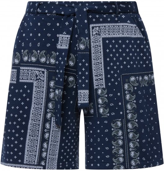 Ulla Popken Paisley Pull On Shorts Blue - Džinsai & Kelnės Didelėse Dydžiuose – Plus Size - 