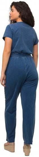 Ulla Popken Wrap Look Short Sleeve Denim Jumpsuit Blue - Džinsai & Kelnės Didelėse Dydžiuose – Plus Size - 