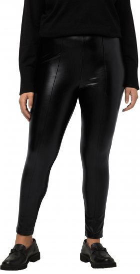 Ulla Popken Faux Leather Leggings Black - Džinsai & Kelnės Didelėse Dydžiuose – Plus Size - 