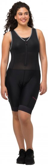 Ulla Popken Padded Cycling Zip Front Bodysuit Black - Džinsai & Kelnės Didelėse Dydžiuose – Plus Size - 