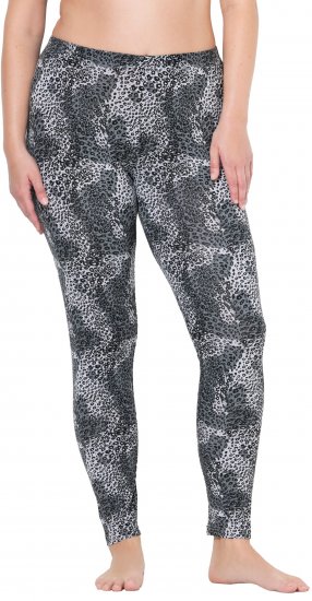 Ulla Popken Leopard Print Leggings Black - Džinsai & Kelnės Didelėse Dydžiuose – Plus Size - 