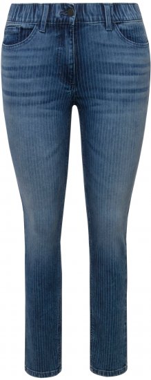 Ulla Popken Textured Stripe Sarah Slim Fit Jeans Blue - Džinsai & Kelnės Didelėse Dydžiuose – Plus Size - 