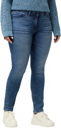 Ulla Popken Textured Stripe Sarah Slim Fit Jeans Blue - Džinsai & Kelnės Didelėse Dydžiuose – Plus Size - 