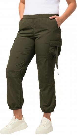 Ulla Popken Elastic Waist Cargo Pants Olives Grey - Džinsai & Kelnės Didelėse Dydžiuose – Plus Size - 