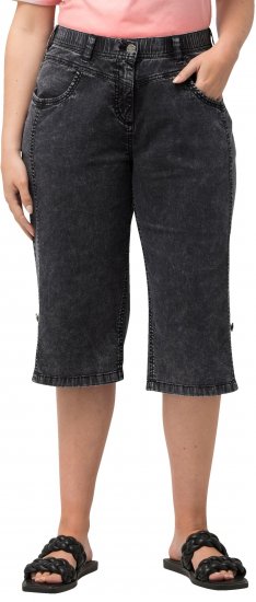 Ulla Popken Denim Acid Wash Bermuda Shorts Black - Džinsai & Kelnės Didelėse Dydžiuose – Plus Size - 