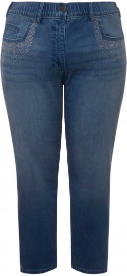Ulla Popken Rhinestone Detail Stretch Fit Skinny Jeans Blue Denim - Džinsai & Kelnės Didelėse Dydžiuose – Plus Size - 