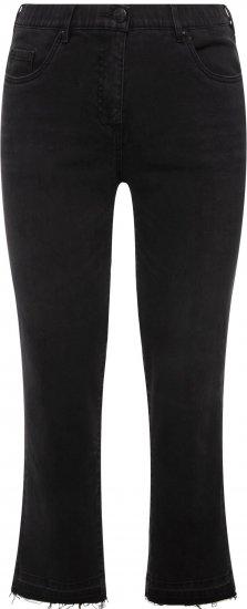 Ulla Popken Sarah Fringe Hem Jeans Black - Džinsai & Kelnės Didelėse Dydžiuose – Plus Size - 
