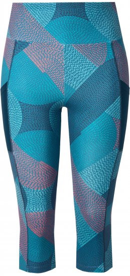 Ulla Popken Quick Dry Cropped Geometric Print Leggings Blue - Striukės - 