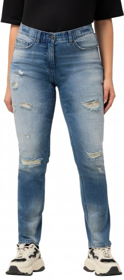 Ulla Popken Distressed Stretch Fit Sarah Jeans Blue - Džinsai & Kelnės Didelėse Dydžiuose – Plus Size - 