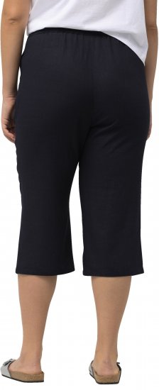 Ulla Popken Cropped Linen Blend Elastic Waist Pants Navy - Džinsai & Kelnės Didelėse Dydžiuose – Plus Size - 
