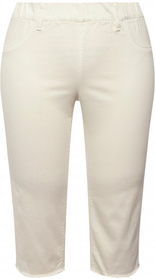 Ulla Popken Stretch Fit Raw Hem Capris Snow White - Džinsai & Kelnės Didelėse Dydžiuose – Plus Size - 
