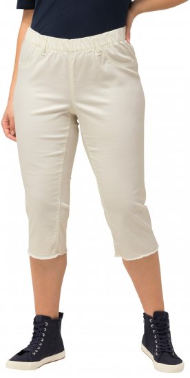 Ulla Popken Stretch Fit Raw Hem Capris Snow White - Džinsai & Kelnės Didelėse Dydžiuose – Plus Size - 