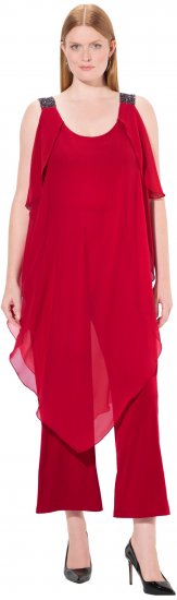 Ulla Popken Layered Chiffon Jumpsuit - Džinsai & Kelnės Didelėse Dydžiuose – Plus Size - 