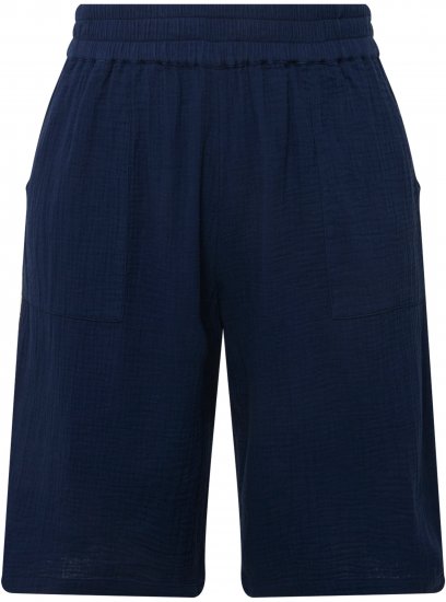 Ulla Popken Muslin Elastic Waist Wide Leg Shorts Blue - Džinsai & Kelnės Didelėse Dydžiuose – Plus Size - 