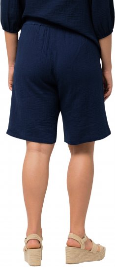 Ulla Popken Muslin Elastic Waist Wide Leg Shorts Blue - Džinsai & Kelnės Didelėse Dydžiuose – Plus Size - 