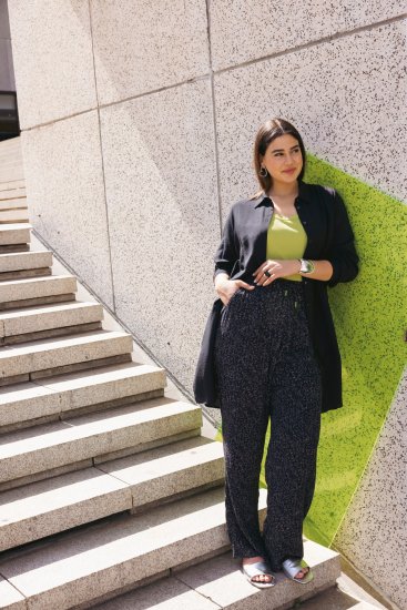 Ulla Popken Speckled Crepe Pull On Pants Black - Džinsai & Kelnės Didelėse Dydžiuose – Plus Size - 