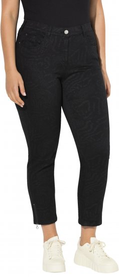 Ulla Popken Animal Print Stretch Fit Jeans Black - Džinsai & Kelnės Didelėse Dydžiuose – Plus Size - 