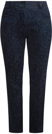 Ulla Popken Leaf Print Boyfriend Jeans Blue - Džinsai & Kelnės Didelėse Dydžiuose – Plus Size - 
