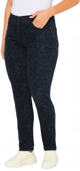Ulla Popken Leaf Print Boyfriend Jeans Blue - Džinsai & Kelnės Didelėse Dydžiuose – Plus Size - 